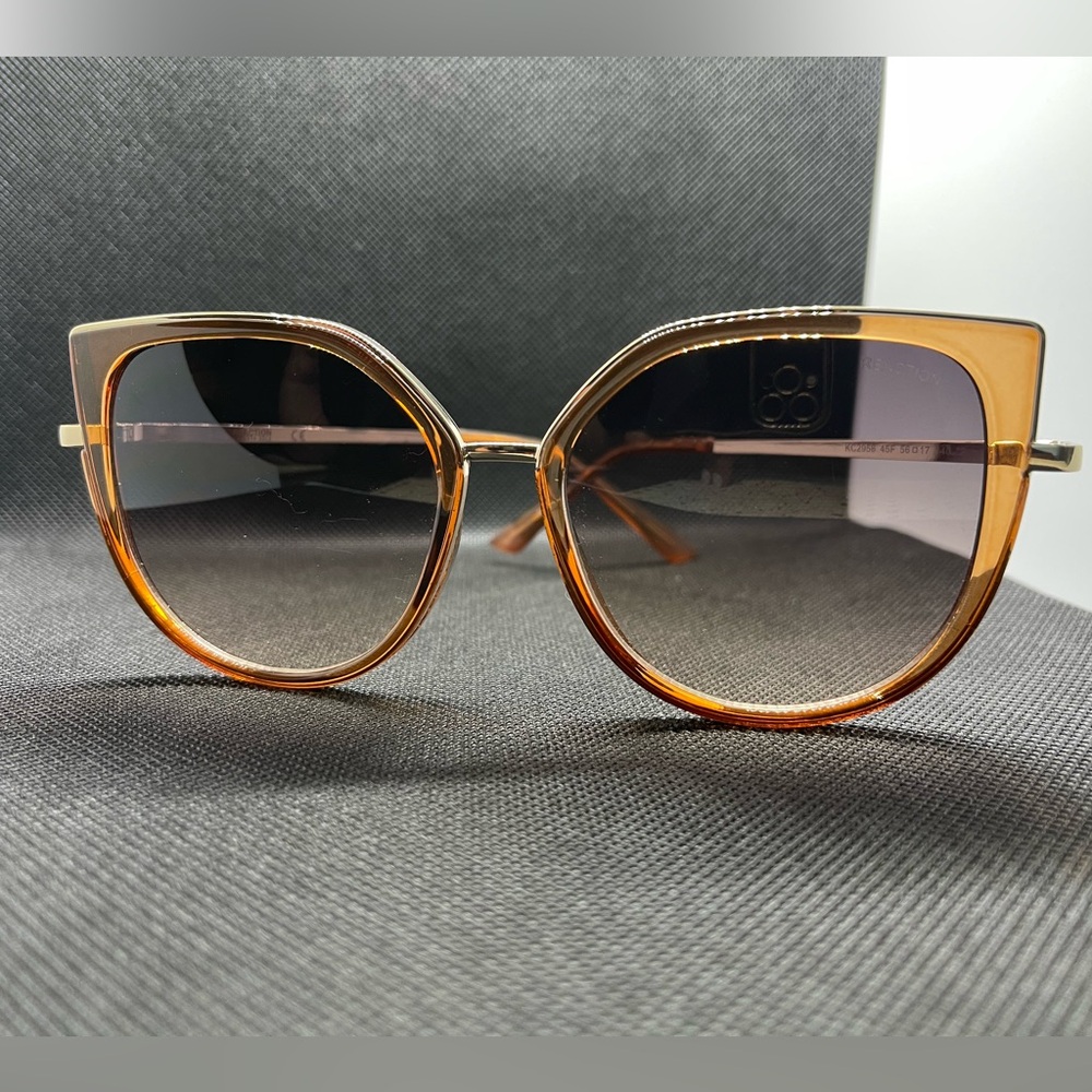 Kenneth Cole Reaction Oversized Sunglasses - Dark Havana/Gradient Brown.